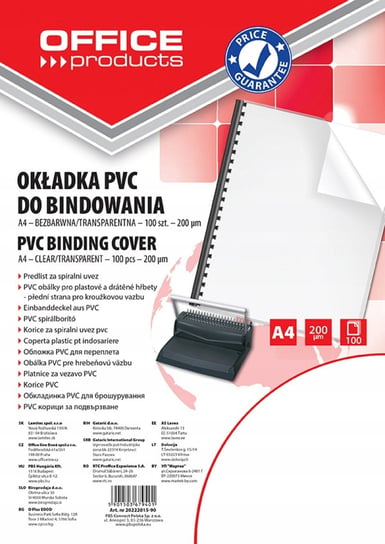 Okładki do bindowania PVC A4 100szt Office Products