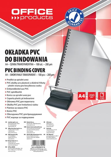 Okładki do bindowania PVC A4 100szt szare Office Products