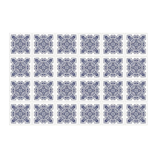Okleina na kafle 24szt niebieskie azulejo 20x20 cm, Coloray Coloray