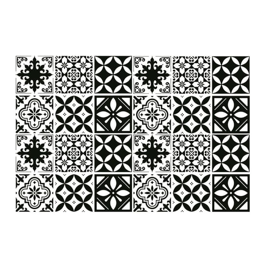 Okleina na płytki 24szt czarnobiałe wzory 20x20 cm, Coloray Coloray