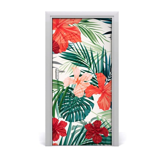 Okleina samoprzylepna na drzwi Hawajskie kwiaty, Tulup Tulup