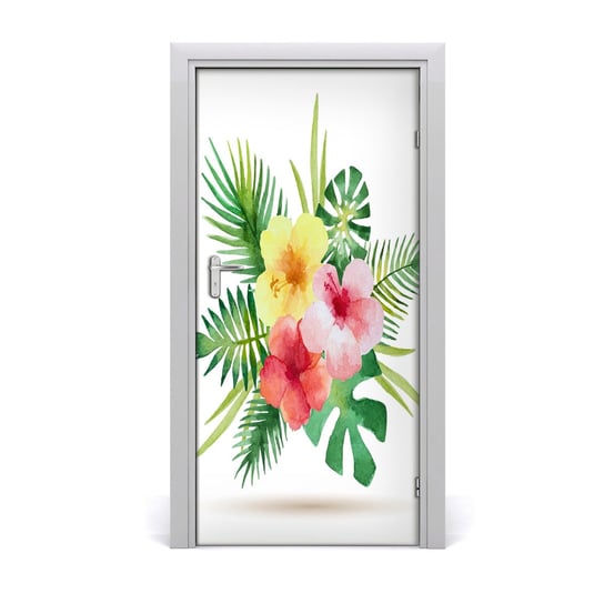 Okleina samoprzylepna na drzwi Hawajskie kwiaty, Tulup Tulup