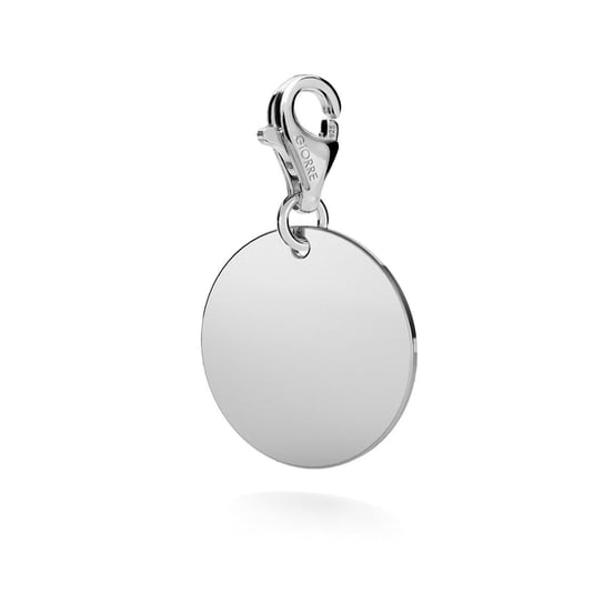 Okrągła blaszka srebrny charms zawieszka beads grawer 925 : Srebro - kolor pokrycia - Pokrycie platyną, Wariant - Charms GIORRE