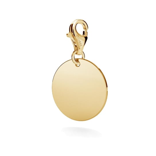 Okrągła blaszka srebrny charms zawieszka beads grawer 925 : Srebro - kolor pokrycia - Pokrycie żółtym 18K złotem, Wariant - Charms GIORRE