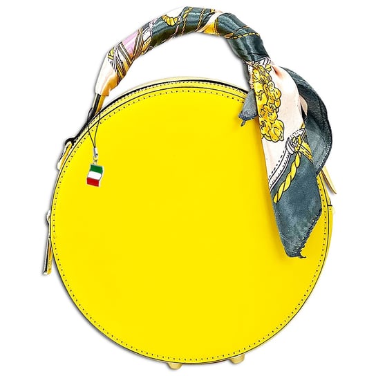 Okrągła damska torebka na ramię Florence z prawdziwej skóry żółta OTF819Y Florence
