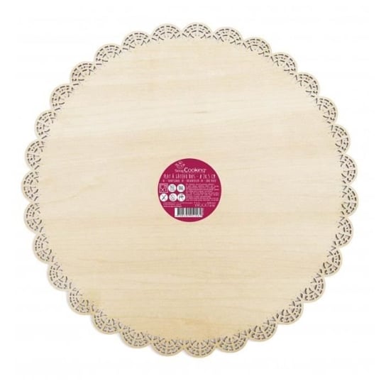 Okrągła drewniana patera na tort koronkowy o średnicy 29 cm Inna marka