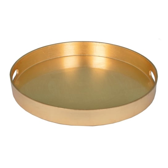 Okrągła, złota taca z uchwytami Umowe Ø37 cm Duwen