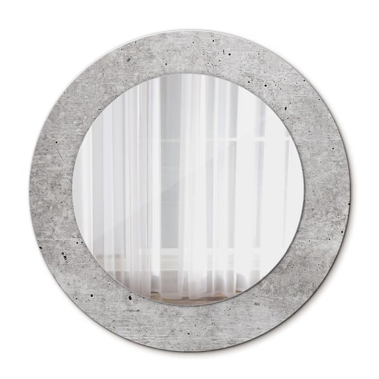 Okrągłe Lustro do Salonu Ścienne Szary beton 50cm Tulup