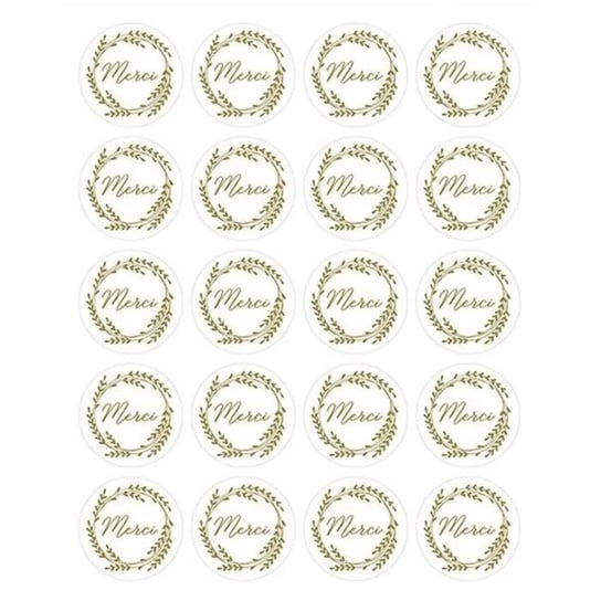 Okrągłe złote naklejki Merci ARTEMIO - 15 arkuszy po 20 naklejek - Ø 3,5 cm Youdoit