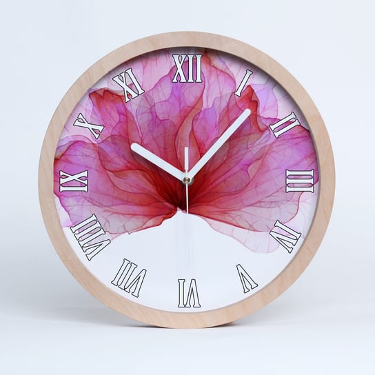 Okrągły cichy drewniany zegar różowy kwiat 30, Tulup Tulup