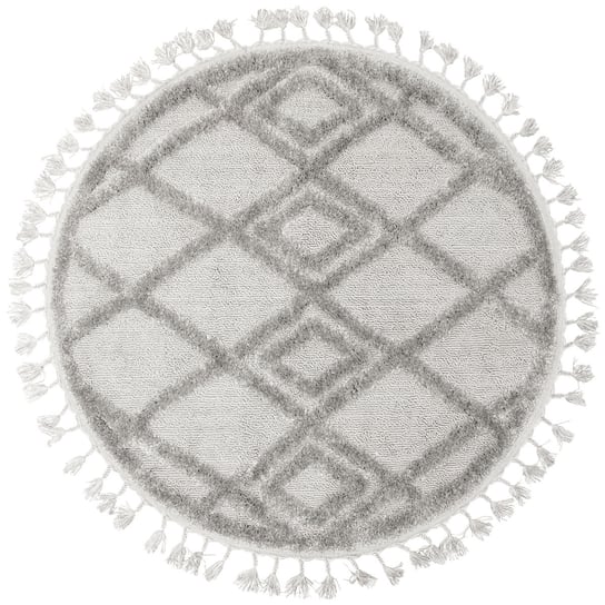 Okrągły Dywan Berber 6843 l.grey Jasny Szary Romby 3D z frędzlami-śr. 133 cm Inna marka