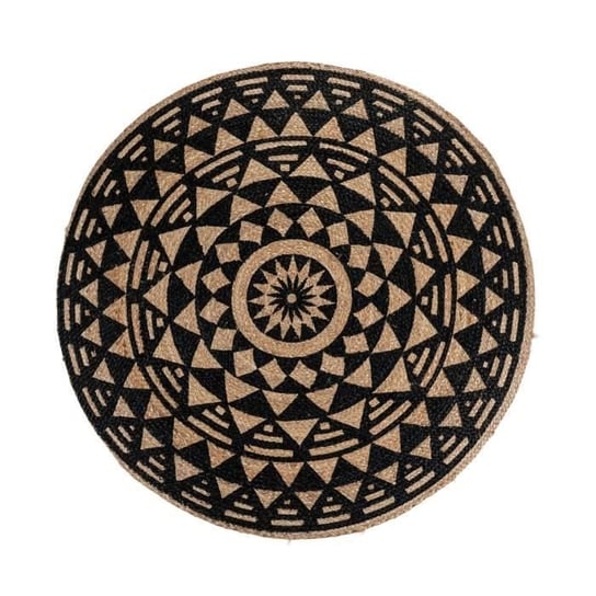 Okrągły dywanik 120x120 cm z czarnej i naturalnej juty Inna marka