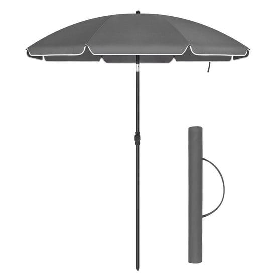 Okrągły parasol ogrodowy przeciwsłoneczny szary Songmics
