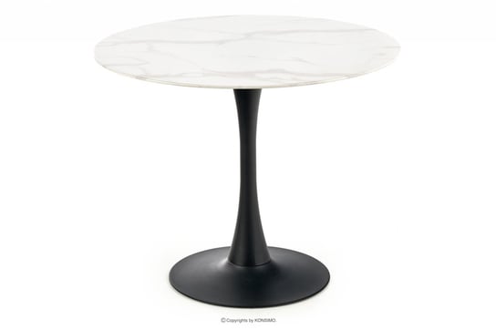 Okrągły stół na jednej nodze czarno-biały REDERI Konsimo