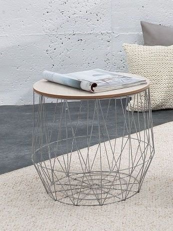 Okrągły stolik kawowy ze schowkiem ELIOR Azzuro 2X, beżowo-szary 40x50x50 cm Elior