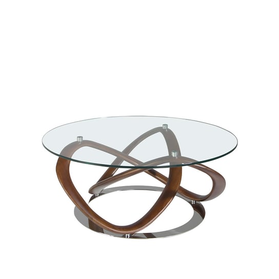 Okrągły stolik kawowy ze szkła hartowanego i orzecha włoskiego  2064 ANGEL CERDA Angel Cerda