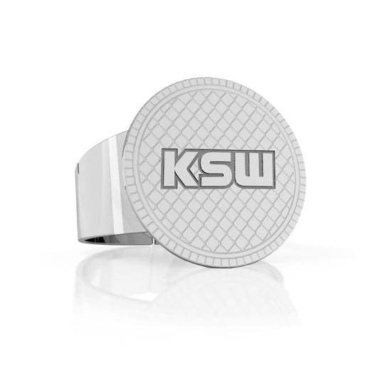 Okrągły sygnet z logo KSW, srebro 925 : Srebro - kolor pokrycia - Platyną GIORRE