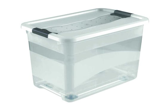 OKT, Crystalbox, Pojemnik z pokrywą i kółkami, transparentny, 52 l OKT