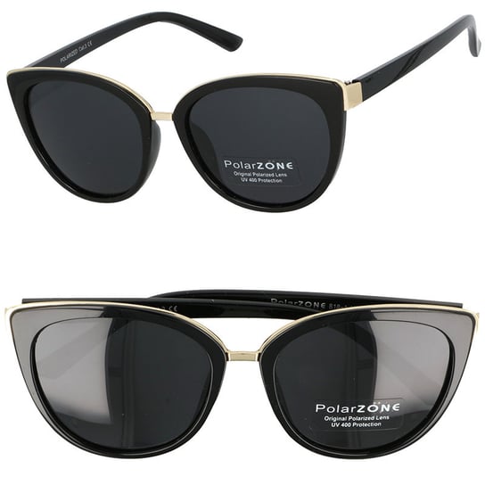 Okulary Damskie RETA Cat Eye Polaryzacyjne Czarne MORAMO
