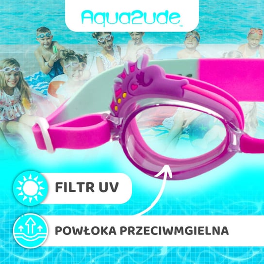 Okulary do pływania dla dzieci Konik morski różowy 3+, Aqua2ude Aqua2ude