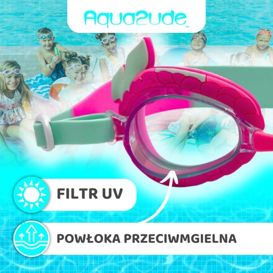 Okulary do pływania dla dzieci Syrena turkusowe 3+, Aqua2ude Aqua2ude