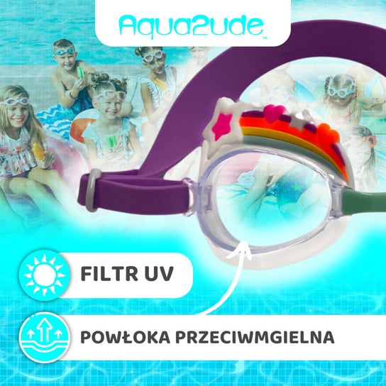 Okulary do pływania dla dzieci Tęcza z gwiazdkami 3+, Aqua2ude Aqua2ude
