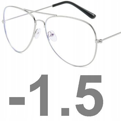 Okulary korekcyjne minusy pilotki srebrne -1.5 Swokance