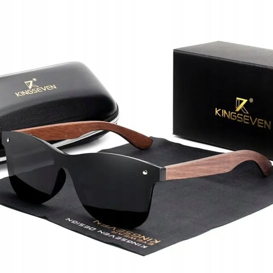Okulary Męskie Przeciwsłoneczne Polaryzacyjne Drewniane Kingseven Etui Zestaw Uv Kat 3 ZeeTech