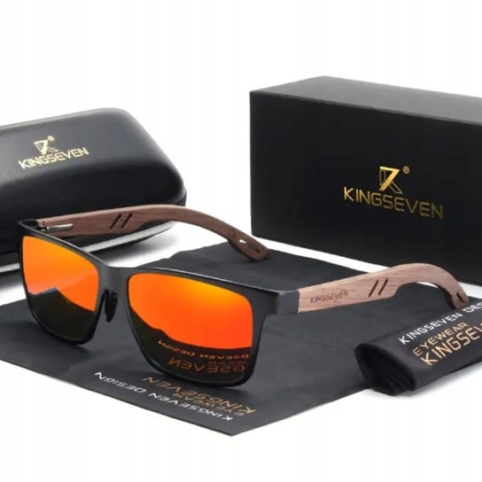 Okulary Męskie Przeciwsłoneczne Polaryzacyjne Drewniane Kingseven Etui Zestaw Uv Kat 3 ZeeTech