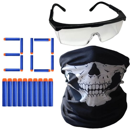 OKULARY OCHRONNE DO NERF + BANDANA + 30 STRZAŁKI Zamiennik/inny