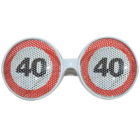 Okulary party, 40 Traffic Birthday, białe Funny Fashion