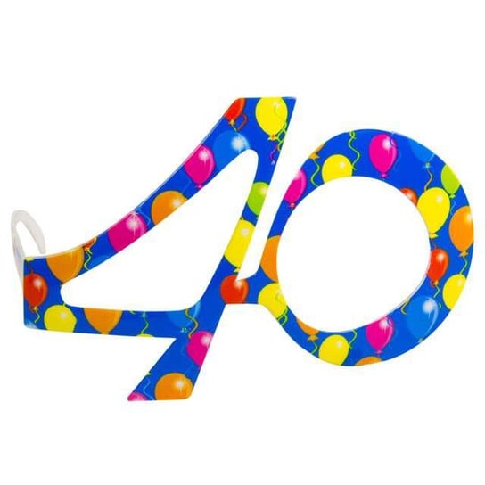 Okulary party, 40 urodziny - Balony, niebieskie Folat