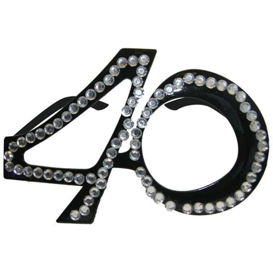 Okulary party, 40 urodziny - Diamentowa Ramka, czarne Folat