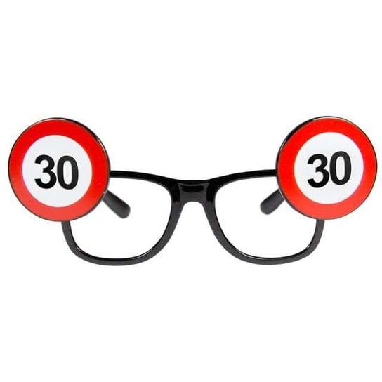Okulary party, Urodziny 30 Traffic Birthday, czarne Folat