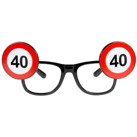 Okulary party, Urodziny 40 Traffic Birthday, czarne Folat