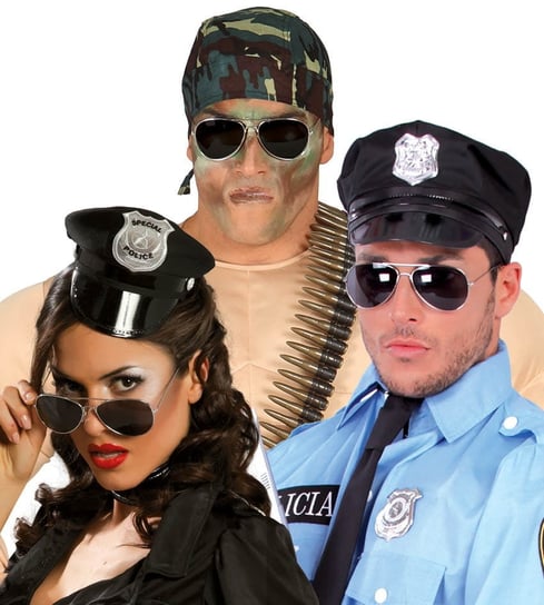 Okulary przeciwsłoneczne policjanta, srebrne Guirca