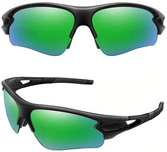 Okulary rowerowe męskie sportowe polaryzacyjne zielone lustrzanki Edibazzar