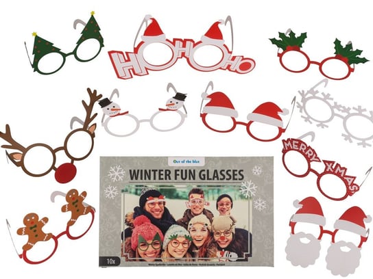 Okulary świąteczne papierowe 10 sztuk Kemis - House of Gadgets