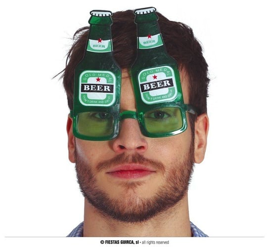 Okulary zielone butelki piwa zabawny gadżet piwny ABC