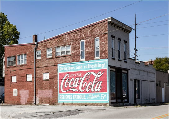 Old Coca-Cola sign on a brick building in Lafayette, Indiana., Carol Highsmith - plakat 100x70 cm Galeria Plakatu