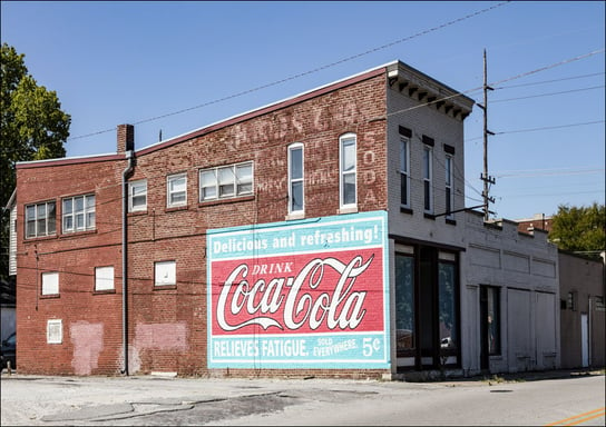 Old Coca-Cola sign on a brick building in Lafayette, Indiana., Carol Highsmith - plakat 59,4x42 cm Galeria Plakatu