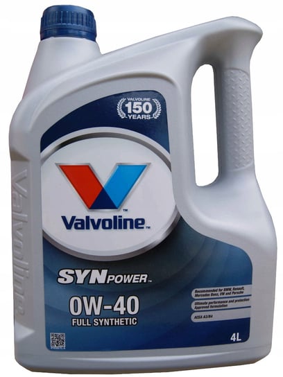 Olej silnikowy VALVOLINE SYNPOWER SL/SN A3/B4, 0W40, 4L Valvoline