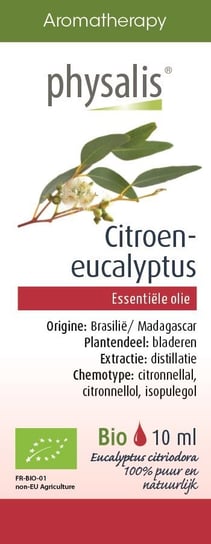 OLEJEK ETERYCZNY EUKALIPTUS CYTRYNOWY (CITROEN EUCALYPTUS) BIO 10 ml - PHYSALIS Physalis