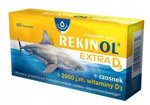 Oleofarm, Rekinol, Extra D3 + Czosnek, 60 kaps. Oleofarm