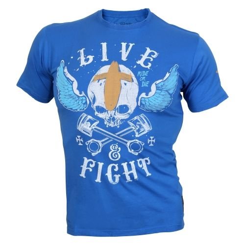 Olimp Live & Fight, T-Shirt męski, Voodoo Motors, niebieski, rozmiar XL Olimp Live & Fight