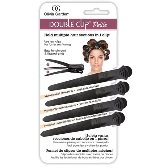 Olivia Garden Double Clip Petite | Podwójne klipsy do włosów 4 szt. (małe, czarne) Olivia Garden