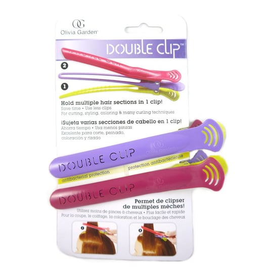 Olivia Garden Double Clip Podwójne klipsy do włosów 2 szt. (duże, kolorowe) Olivia Garden
