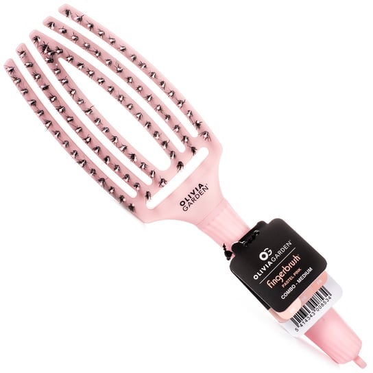 Olivia Garden Finger Brush Pastel Pink Różowa Szczotka do włosów z włosiem dzika, ułatwia rozczesywanie,nie wyrywa Inna marka