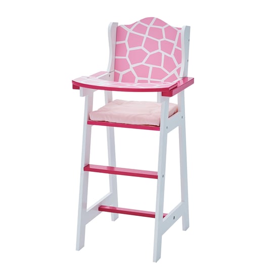 Olivia's Little World Drewniana Lalka Wysokie Krzesło Różowe | 18" Meble dla lalek TD-0098A Teamson