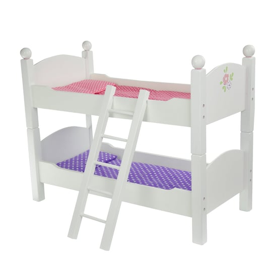 Olivia's Little World Łóżko dla Lalek Drewniane łóżko Piętrowe dla Lalek Meble dla Lalek Akcesoria Białe TD-0095A Teamson